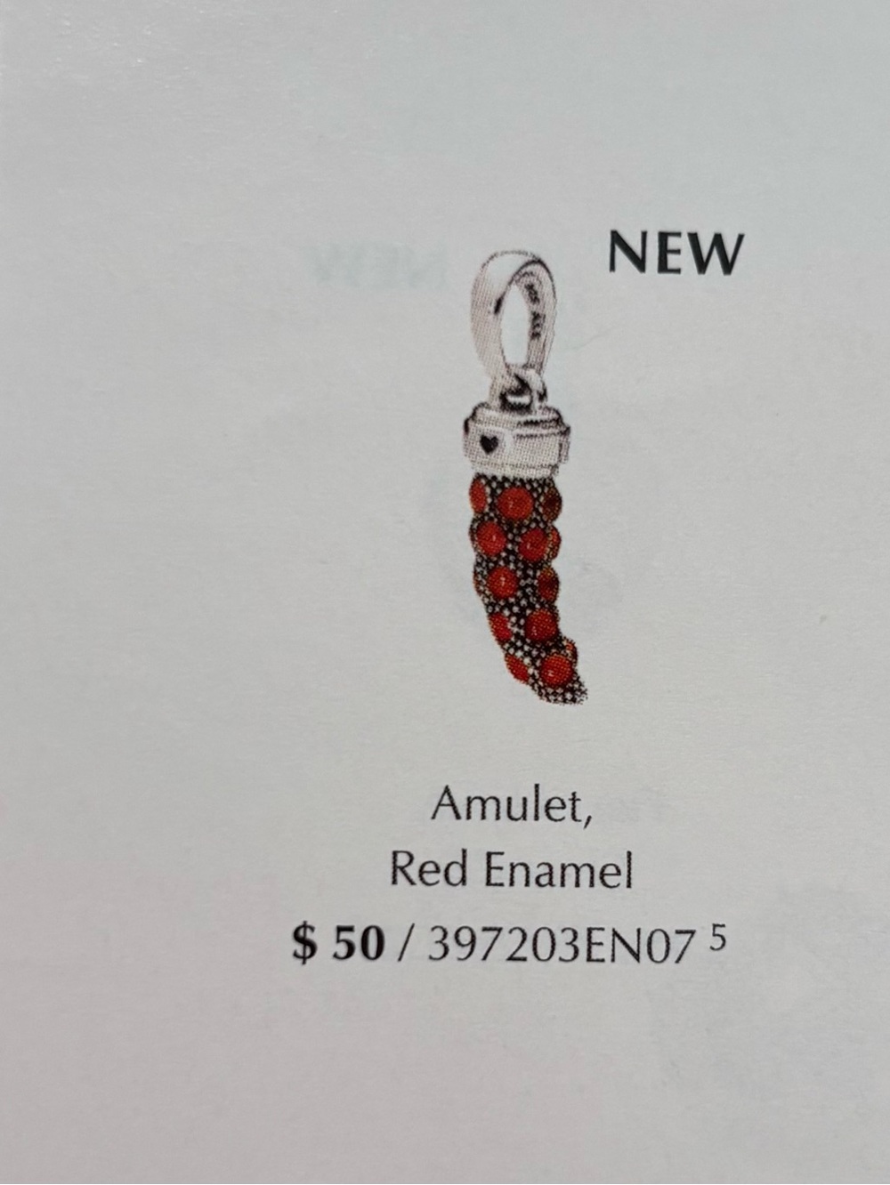 Pandora Red Enamel Horn Amulet Charm